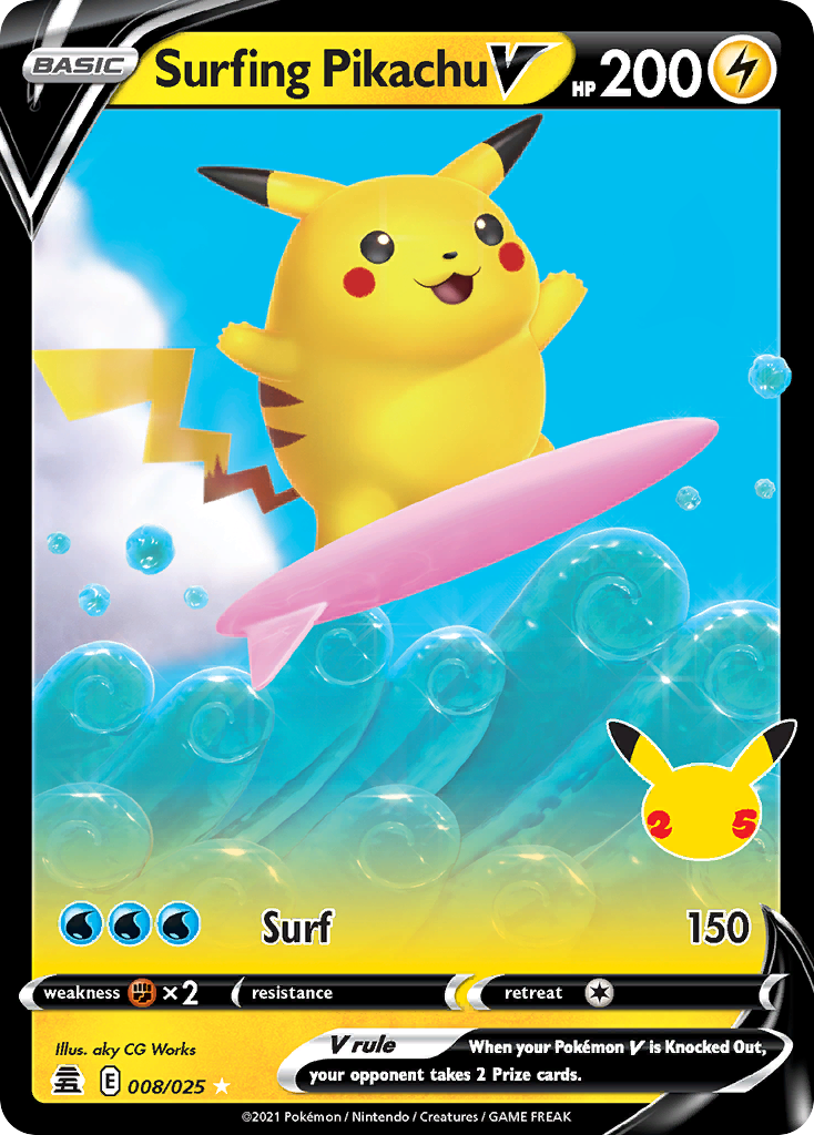 Surfing Pikachu V 008/025 - Celebrations